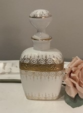 Moriyama Vintage Japanese Porcelain Perfume Bottle with Stopper Gold Trim Japan picture