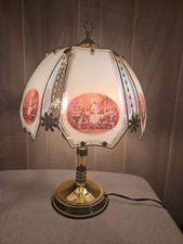 VTG KOK Lighting Glass Touch Lamp Jesus Last Supper 6 Panels Gold Painted 18in  picture