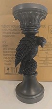 Large Black Crow Pillar Candle Holder Halloween Macabre Gothic Decor New In Box picture
