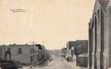 Weston Missouri Main Street Buildings People Town Street View Postcard picture