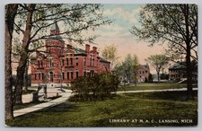 Michigan Agricultural College Library, Lansing MI Michigan Postcard 1911 DB picture