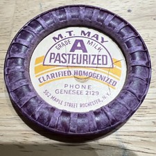 Vintage M.T. May Dairy Rochester, NY Milk Bottle Cap Rare Purple picture