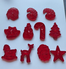 Vtg HRM Red Holiday Cookie Cutter Lot 11pc Christmas Thanksgiving Rocking Horse picture