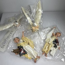 Lot Of 4 Vintage Silvestri Resin Swan & Angel Christmas Ornaments Rare NIP 1980s picture