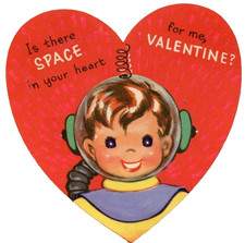 Vtg Valentine Card Space Age Boy Astronaut Is There Space In Your Heart c1950s picture