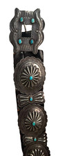 Navajo Concho Belt: UITA 21 Sterling Silver and Turquoise ca. 1935 picture