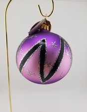 Christopher Radko - Bright Black Stripes #1016996 Purple Zig Zag Ball  picture