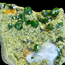 Rare Demantoid Garnet Crystal Cluster on Matrix, Green Andradite Mineral Specime picture