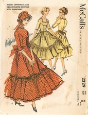McCall's 2329 Prairie Centennial & Square Dance Costume w Sunbonnet Sz 12 UNCUT picture