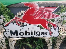 Vintage Large Mobil Mobilgas Pegasus Gasoline Service Station 3FT Porcelain Sign picture