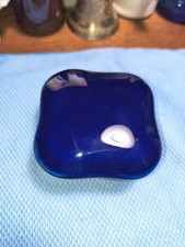 Vtg. Narco Japan Cobalt Blue Porcelain Trinket/Ring Box Dresser Dish Pristine picture