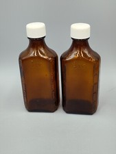 Vintage Brown 3 I V Amber Heavy Glass Medicine bottles 5