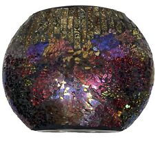 Gorgeous Mosaic Glass Vase 12”x9” With Gold, Blue, Purple, Red Orange Accents picture