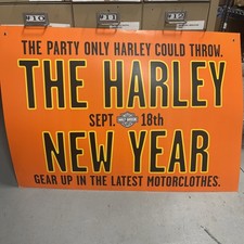 Huge Harley Davidson Motorcycle New Year poster Promo Banner 34”x24” Mancave picture