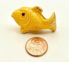 Vintage Miniature Fish Figurine Porcelain 24K Gold German 1930s Art Deco Trinket picture