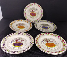 Vtg Gien France Les Tartes Fruits Canapé Cocktail Side Plates  Set of 5 picture