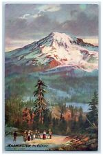Mt. Rainer Washington WA Postcard Elevation 14,444 Ft. People c1910 Tuck Oilette picture