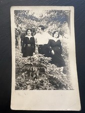 1920s Antique RPPC Postcard Family Garden Group Portrait Trio  picture