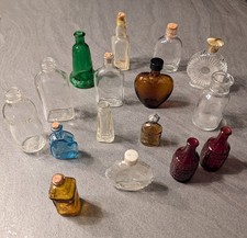 Antique Glass Bottles 16 Amber, Blue, Green, Clear, Red, Brown picture
