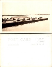 Vintage Florida Waterfront RPPC Postcard Classic Cars Dock Palm Trees picture
