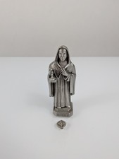 Vintage 1999 J.C.C. Solid Pewter Saint Clare Religious Statue Figurine 3.5