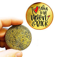AA-019 I Love You to the Moon and Back Heart Challenge Coin Medallion with 3D Mo picture