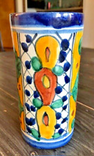 Vintage Hecho en Mexico Amora Talavera Pottery Hand Painted Vase picture