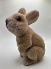 Brown Flocked Standing Bunny Rabbit Bank Figurine Hand Painted 6