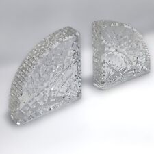 Authentic Waterford Cut Crystal Quadrant Pair Bookends Fan Style Made in Ireland picture