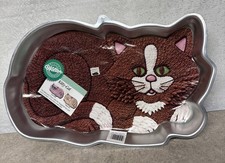 WILTON Vintage 1987 Kitty Cat Aluminum Cake Pan 80s #2105-1009 Original Label picture