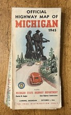 VINTAGE 1945 Official Highway Map Of Michigan State Highway Department picture