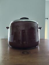 West Bend Vintage Bean Pot Crock Brown/Lid Glazed Stoneware USA Pottery 1950’s picture