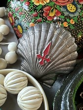 Vintage Camino de Santiago Scallop Shell Cross of St. James Red Enamel Pilgrim picture