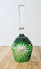 Vintage Beyer Kristallglas Green Crystal Bell Candle Snuffer Germany 1980s VGC picture