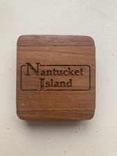 RARE Nantucket Island Ring Jewelry Stash Wood Box 1.75” Vintage Souvenir picture