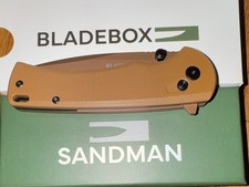 Bladebox Sandman D2 Steel Drop Point Plain Edge G10 Tan Pocketknife Clip picture