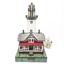 St. Simon's, GA Lighthouse Forma Vitrum Stained Glass Lamp 1995 Bill Job picture