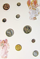 AMAZING Antique 9pc Picture Button Lot CHERUB * ANGEL * PUTTI * CUPID * ROMANCE picture