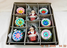 New Christopher Radko Shiny Brite Ornaments 2 Santas 4” 6 Indent Rounds 3” picture
