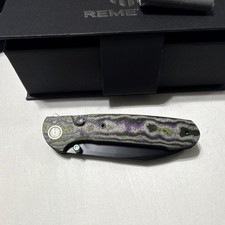 Remette Bam Bam Folding Pocketknife 14C28N Drop Point Blade Black Green Purple picture