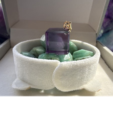 Purple Crystal Cube high quality amethyst pendant 18k solid gold picture
