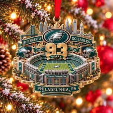 Philadelphia Eagles 93 Years 1933-2026 Christmas Ornament Football Fan Gift picture