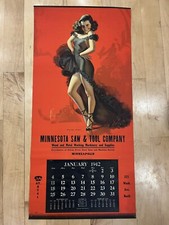 Vintage 1942 Pin Up Rolf Armstrong Advertising Calendar Minnesota Saw & Tool picture