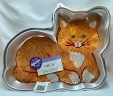 Vintage WILTON 1989 Cutie Cat Aluminum Cake Pan #2105-9424 Original Label Korea picture