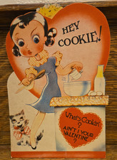 Vintage 1940s-1950s Valentine Card - Hey Cookie What's cookin'? picture