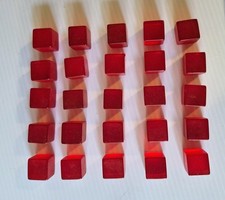 VINTAGE  25 FACTORY BLANK CATALIN DICE-CUBES TRANSPARENT RED 1/2” Bakelite  picture