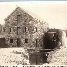 c1930s South Sudbury MA Grist Mill RPPC Longfellow's Wayside Inn Waterwheel PC picture
