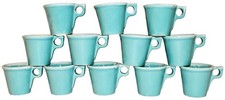 VTG Hull Crestone Blue Drip Pottery 12oz Coffee Tea Cups Mugs Set of 12 Rare HTF picture