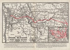 1910 Antique Chicago Milwaukee & Puget Sound Railway Map Railroad Map 2656 picture