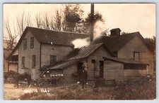 RPPC Argyle Illinois Creamery with Milk Wagon and Cans c1909 Postcard picture